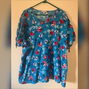 Blue floral blouse
